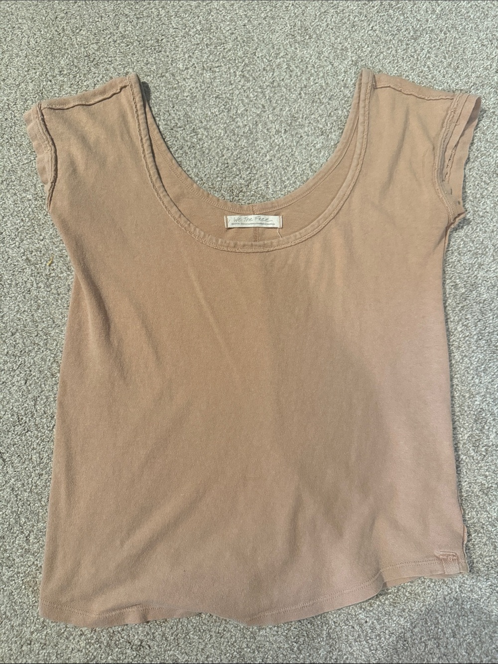 Free People Scoop Neck Cap Sleeve Top in Dusty Mauve